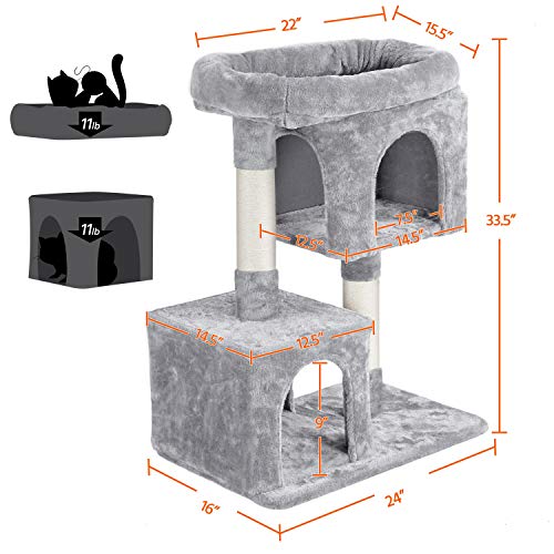 YAHEETECH Cat Tree House Cat Condo Plush Cat Tower w/Scratching Posts
