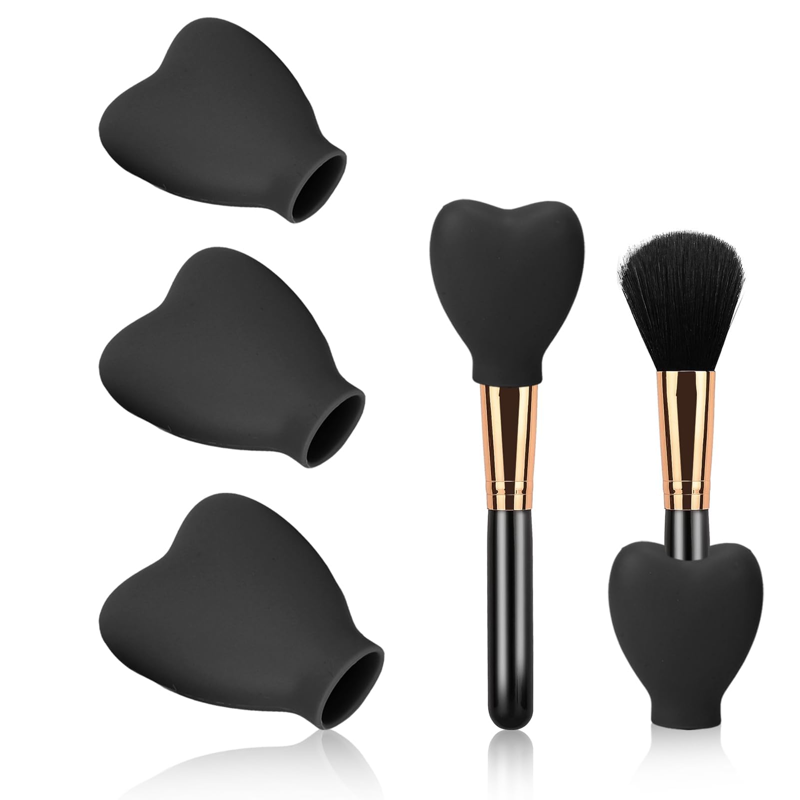 3Pcs Cosmetic Brush Protectors, Silicone Makeup Brush Covers Sleeves Cosmetic Brushes Guards Caps Organizer Case Brush Holders for Travel and Daily Storage Organizer(Black)