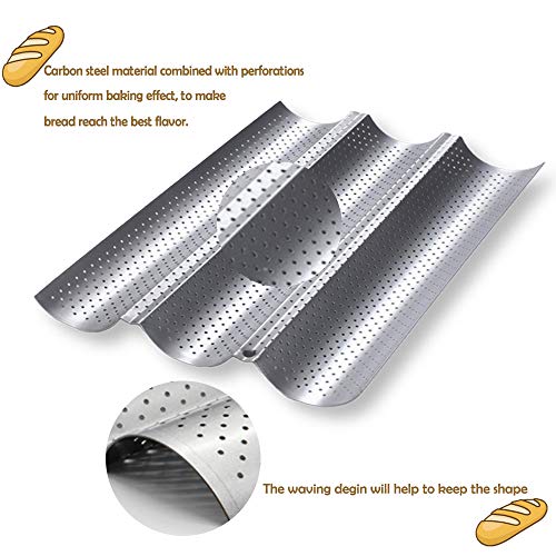 Perforated Baguette Pan, 2 Pack French Bread Baking 2/3/4 Wave Loaves