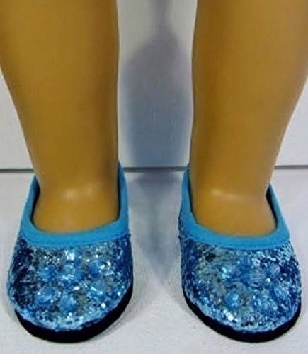 The Wishlist Store Fits 18" American Girl Doll Elsa Blue Glitter Princess Shoes Frozen Inspired !