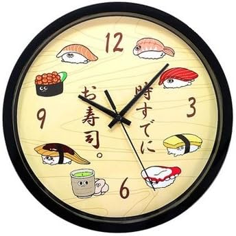 Amazon 時すでにお寿司 掛け時計 ウォールクロック 時計 ブラック アニメ 萌えグッズ 通販