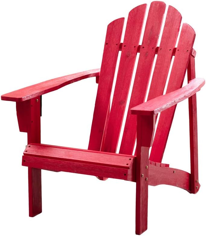 B&Z Wood Adirondack Chair Outdoor Leisure Adult Weather Resistance Distressed Red