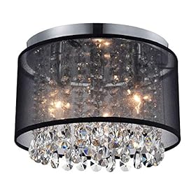 Black Mini Chandeliers Drum Gauze Crystal Modern Ceiling Light Fixture 3-Light for Bedroom Foyer 51FjsVnbzZL
