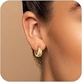 Bykuvo Small Gold Hoop Earrings For Women Hypoallergenic Trendy Gold Huggie Hoop Earrings For Women,Chunky Gold Earrings For Jewelry Gifts