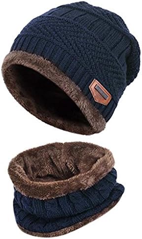 Warm Knitted Hat and Circle Scarf Set OutdoorsScarf Beanie Skull Cap for Winter