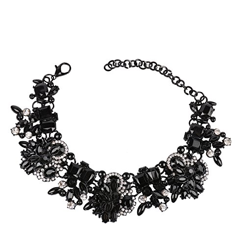 Holylove Black Retro Style Statement Necklace Bracelet Earrings for Women Novelty Jewelry Set 1 with Gift Box-8041BBlack 3PCS