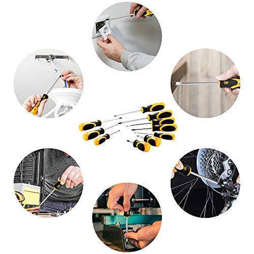 Topec Magnetic Screwdriver Set, Professional 10Pc Suniversal 5 Phillips and 5 Flat Head Chrome and Vanadium Steel Dual Purpose Magnetic Screw Set