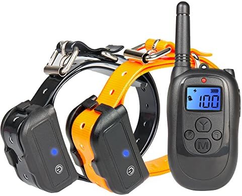 Wireless Eletric Training Collar Dog Training System Rechargeable Waterproof IP67 Remote - Vibration Shock Tone Backlight LED Separate Silicone Buttons for Large Medium Small Dog- For 2 Dogs