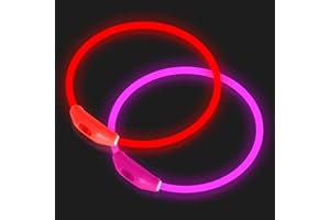 Novkin 2-Pack LED Dog Collar, Light Up Dog Collars,Rechargeable Dog Lights for Night Walking，Universal, Reusable Safety Necklace for Small Medium Large Dogs RED&Pink