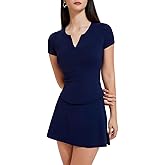 Mudere Two Piece Skirt Sets for Women Summer Vacation Outfits V Neck Tops Lounge Matching Sets