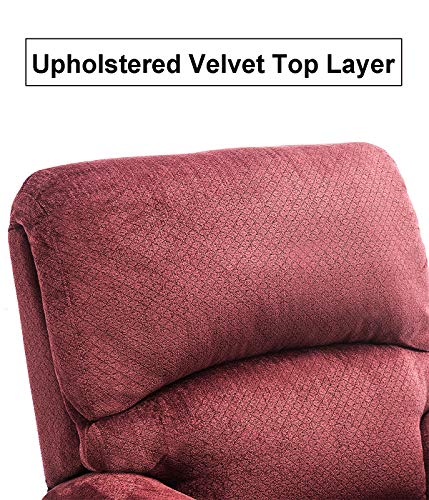 Electric Lift Chair 380 LB Heavy Duty,JULYFOX Infinite Position Oversize Lift Recliner Sofa Lifts You Up W/ 2 Button Remote Upholstered Tufted Velvet Stand Up Lift Chair Living Room Chair Wine Red