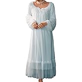 SINGINGQWEEN Women Victorian Nightgown Long Sheer Vintage Sleepwear Pajamas Loungewear Princess Housecoat Nightdress