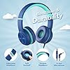 Kids-HeadphonesiClever-Children-Headphone-Over-EarOptional-Volume-Limiter-with-Mic-Foldable-35mm-Aux-Nylon-Cable-Children-Headphones-On-Ear-for-iPad-Tablet-Airplane-School-Blue iClever Kids Headphones, Children Headphone, Volume Limiter with Mic, Foldable Headphones, 3.5mm Aux Nylon Cable…