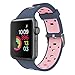 Simpeak Band for Apple Watch 38mm, Soft Silicone Replacement Wristband Sports Strap with Buckle for Apple Watch Series 1/2/3 (Adaptors Included), Blue/Pink