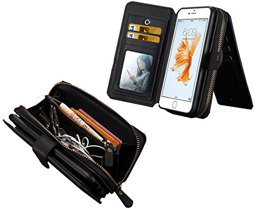 image for Urvoix iPhone 6 / iPhone 6S Case, Premium Leather Zipper Wallet Multi-