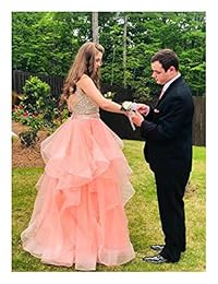 Vestido Bonnie_Tienda de dos piezas para baile de graduación, falda de tul con capas asimétricas y top con abalorios BS005