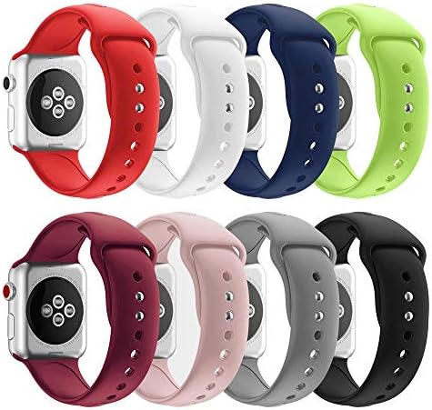 SHJD Band Replacement Set Compatible with Apple Watch 38mm 40mm 42mm 44mm, Soft Silicone Sport Smart Strap Pack for iWatch Series 1/2/3/4 S/M M/L