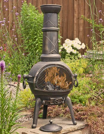 Cuba Large Steel La Hacienda Cast Iron Chiminea Garden Patio Heater Log