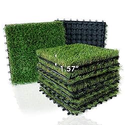 Artificial Grass Turf Interlocking Deck Tiles Set