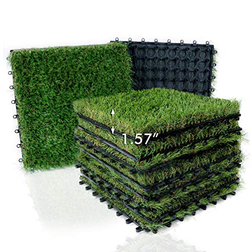 Artificial Grass Turf Interlocking Deck Tiles Set