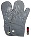 Silicone Groment Oven Mitts with Heat Resistant Non-Slip Set of 2, Cotton Quilting Lining, Oven Gloves and Pot Holders Kitchen Set for BBQ Cooking Baking, Grilling, Barbecue, Machine Washable Grey
