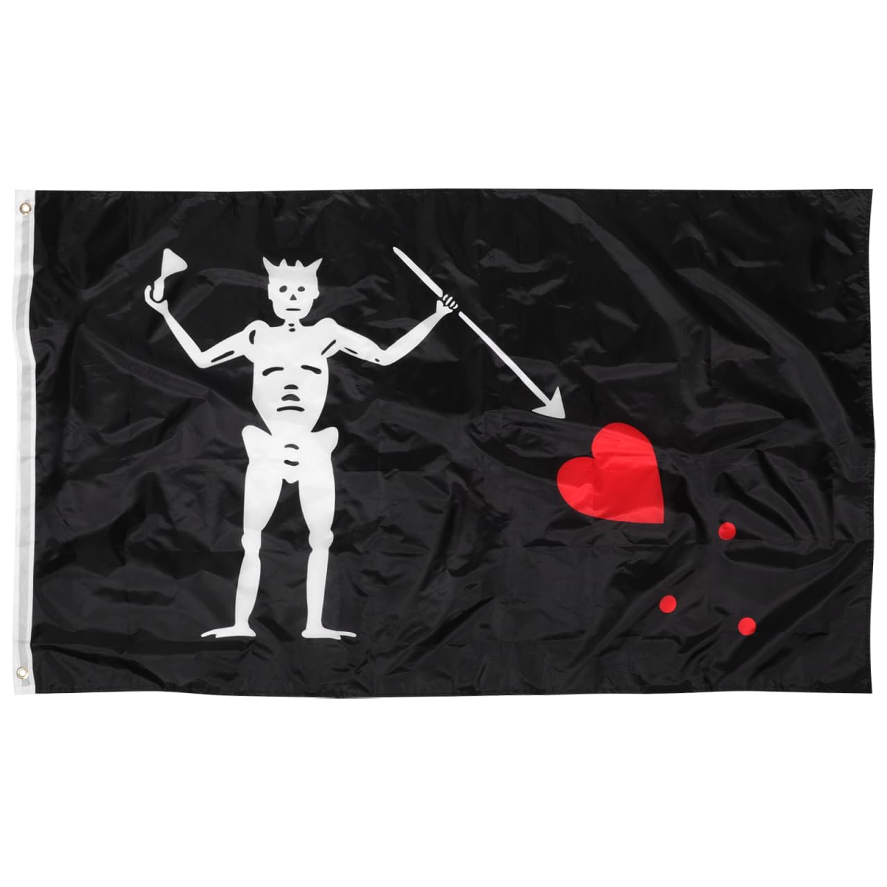 ABOOFAN Pirate Flag Skeleton Holding Arrow Banner 59X35 Inch Halloween Hanging Flag Skull Heart Design for Party Decoration