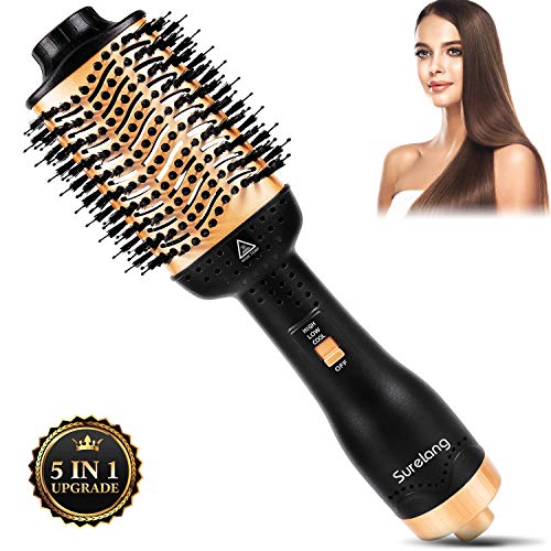 Hot Air Brush, Hair Dryer Brush, One-Step Hair Dryer & Volumizer, 5 in 1 Upgrade Negative Ion Portable Air Hair Brush, Low Noise Blow Dryer Brush,Professional for All Hot Air Styler