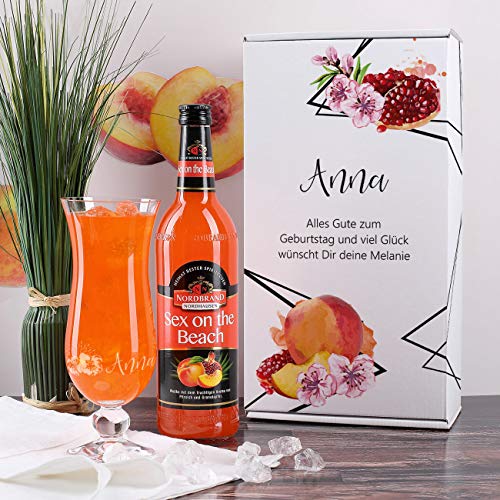 Herz & Heim® Cocktail Geschenkset mit Sex on the Beach und graviertem Cocktailglas in Geschenkverpackung – Bild 3