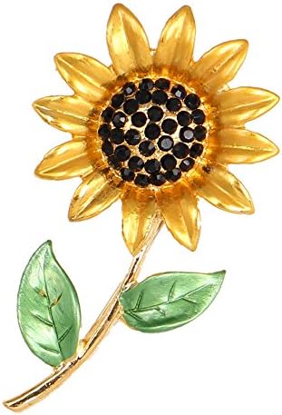 Zinc Alloy Acrylic Stone Sunflower Brooches for Children and Teens Girls in Pink and Yellow (Yellow)
