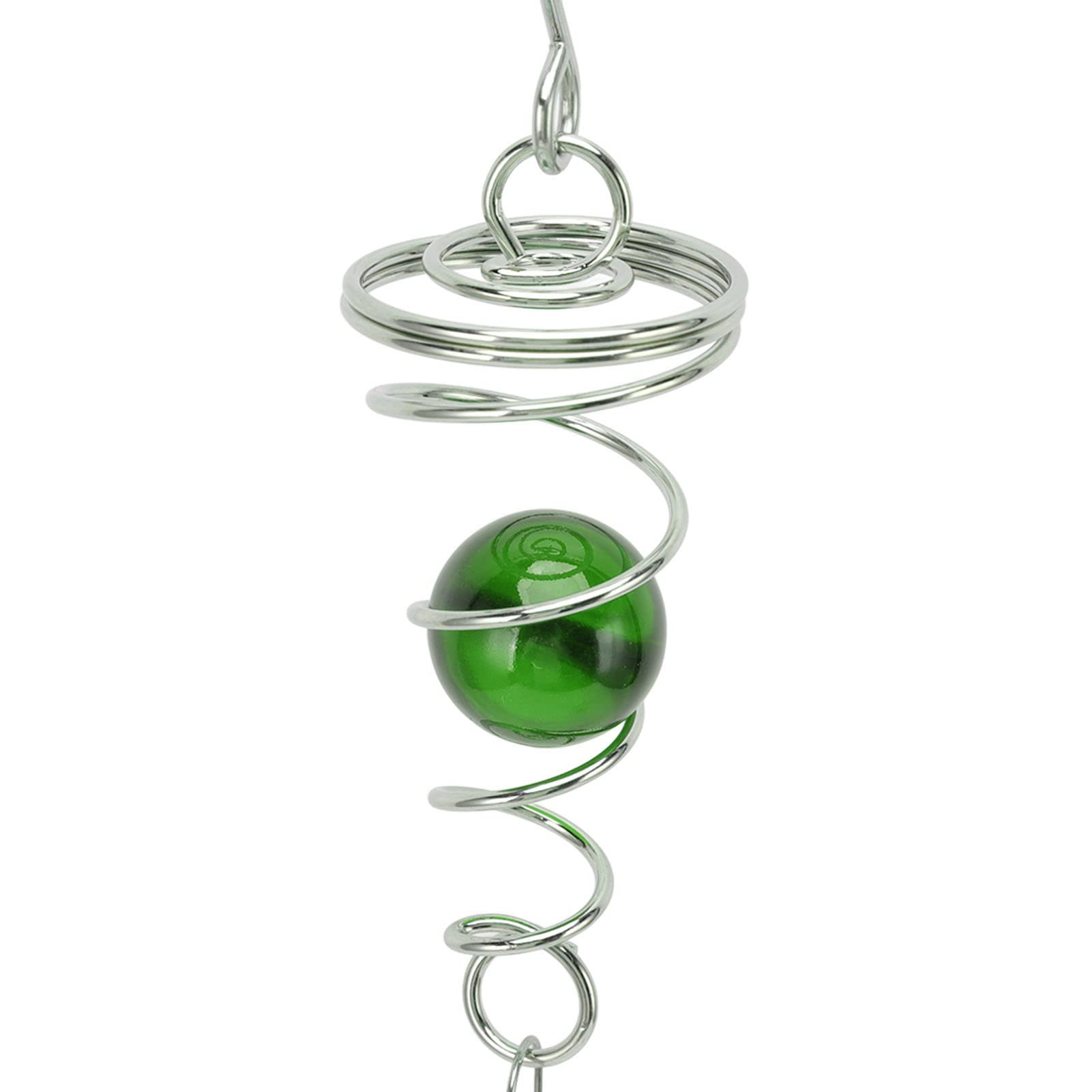 Wind Spinners for Yard and Garden, 2 Pieces Gazing Balls Spiral Tail Hanging Wind Spinners Metal Wind Spinner Outdoor Decorative Wind Spinner(Green)