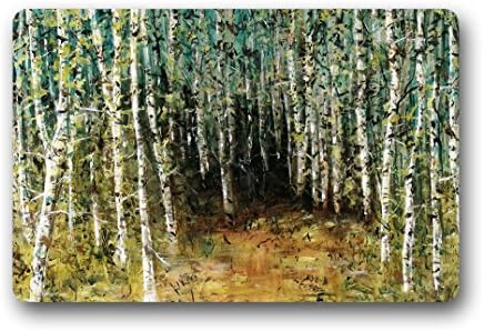 SANMOU Custom Birch Tree Pattern Natural Coco Coir Door mat 23.6"x15.7"