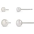 Amazon Essentials 14K Gold or Sterling Silver Freshwater Pearl Stud Earring Set