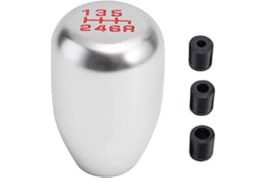 ILOVO Manual Racing JDM Type-R 6 Speed Manual Gear Shift Knobs Replacement fit for Universal Most of Vehicle(Slick Silver)