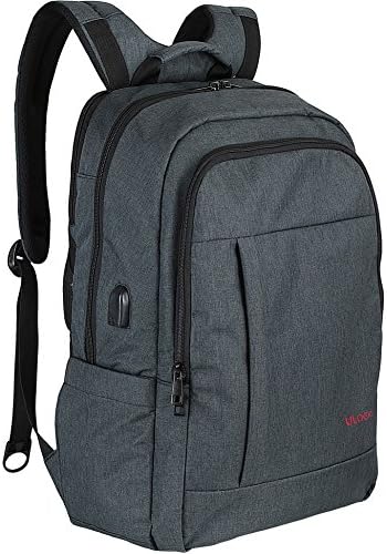 ULOGIC 17- inch Laptop Backpack for Men &amp; Women with USB Port &amp; Anti Theft Dual Zippers – Spacious, Multi-Pocket, Interior Organizer, Polyester – Fits 13.3” Mac &amp; 15” Laptops as well, Dark Gray