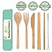 Bamboo Utensils Cutlery Set BEWBOW - Reusable Cutlery Travel Set - Eco-Friendly Wooden Silverware for Kids & Adults - Outdoor Portable Utensils with Case - Bamboo Spoon, Fork, Knife, Brush, Chopsticks