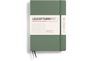 LEUCHTTURM1917 - Notebook Hardcover Medium A5-251 Numbered Pages for Writing and Journaling (Olive, Dotted)
