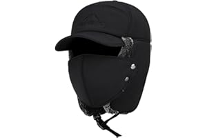 Winter Trapper Hat, 3 in 1 Windproof Facemask with Full Face Ear Flap, Fur Lei Feng Cap Faux Cap Trapper Hat Cold Anti-Snow R