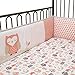 Lambs & Ivy Family Tree Coral/White/Gray Owl 4-Piece Baby Crib Bumper