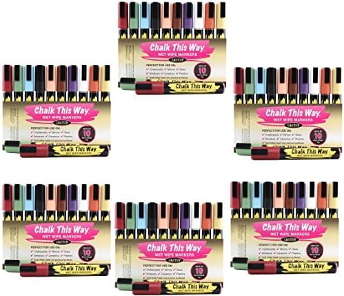 Chalk This Way Earthy Liquid Chalk Markers - 60 Pack. Rich Earth Tone Pens Ideal For Wedding Signs, Window Decoration, Chalkboard, Labels, Menu Boards
