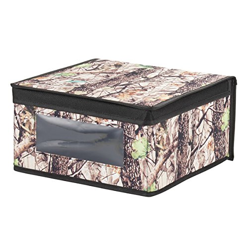 InterDesign Woodland Camouflage Fabric Closet Storage Organizer Box – Medium, Forest/Black