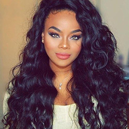 Vella Lace Front Wig Long Loose Wave Brizilian Virgin Hair Natural Black Color (24inch lace front)
