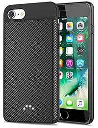 SUNWELL carcasa con cargador portátil para iPhone 7 7 Plus, carcasas con cargadores portátiles de batería, Negro (4.7" iPhone 7 Black)
