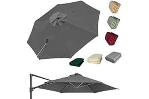 LARAKVEAKV 11.5FT Patio Offset Umbrella Replacement Canopy 8 Rib Cantilever Parasol Cloth Waterproof Fabric Round Canopy for 
