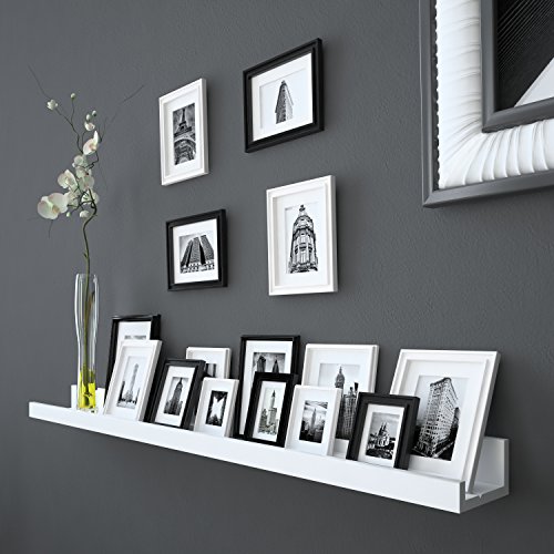 Wall Mounted Photo Ledge Picture Display Floating Shelf , White 45 3/8 Inch - Thumbnail 2