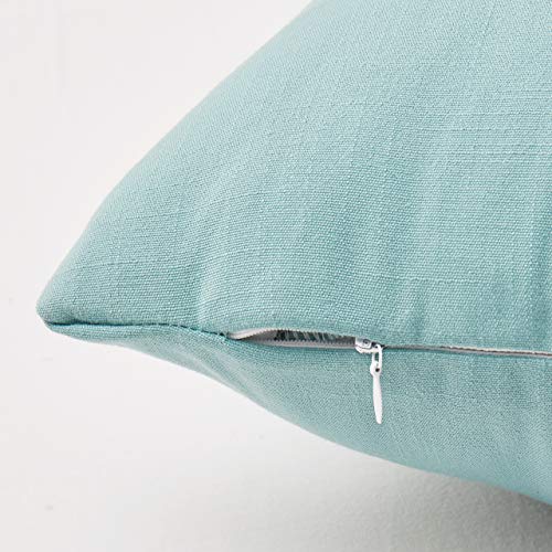 MoMA Decorative Throw Pillow Covers (Set of 2) - Linen Blend Pillow Cover Sham Cushion Cover - Throw Pillow Cover - Sofa Throw Pillow Cover - Square Decorative Pillowcase - Teal Blue Green - 18" x 18"