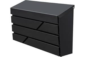 YOOBOX Wall Mount Mailbox for House Outside, Large Capacity Mailbox Drop Box, Galvanized Steel and Rust-Proof Metal Post Box, 15.74"x9.84"x4.33", Black, MD065