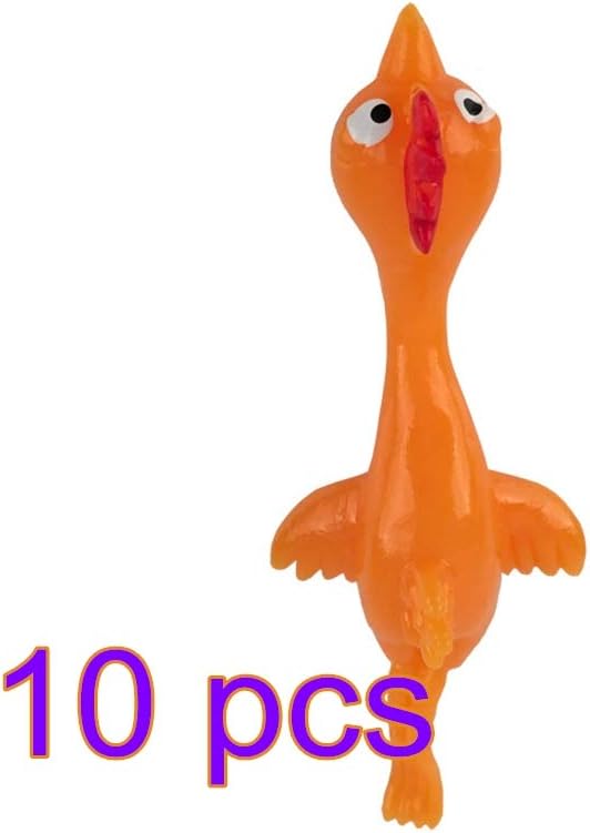 keebgyy 10 pcs Flying Bird Chicken Slingshot, Funny Sticky Rubber Vent Novelty Toys, for Kids Adults Office Pranks Turkey Toys Gifts