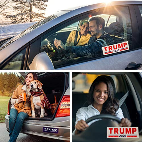 Homtable 2 Pack Trump 2020 Flags, Keep America Great Flag 3 X 5 Feet with Grommets and 20 Pieces Car Bumper Stickers Supporting Re-Elect Donald Trump