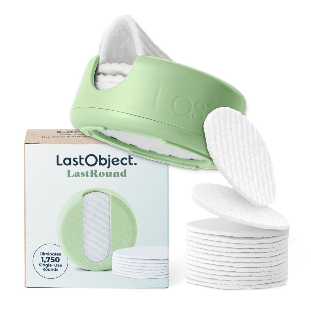 LastRound Reusable Makeup Remover Pads - 7 Washable Eco-Friendly Reusable Cotton Rounds for Face - Sustainable & Soft Cotton Face Pads for Facial Cleansing & Eye Makeup Removal - Travel Storage Case