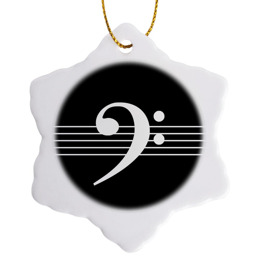 3dRose Black Bass F-Clef Staves Staff-Music Musician Gift Snowflake Ornament, Multi-Colour, 3-Inch